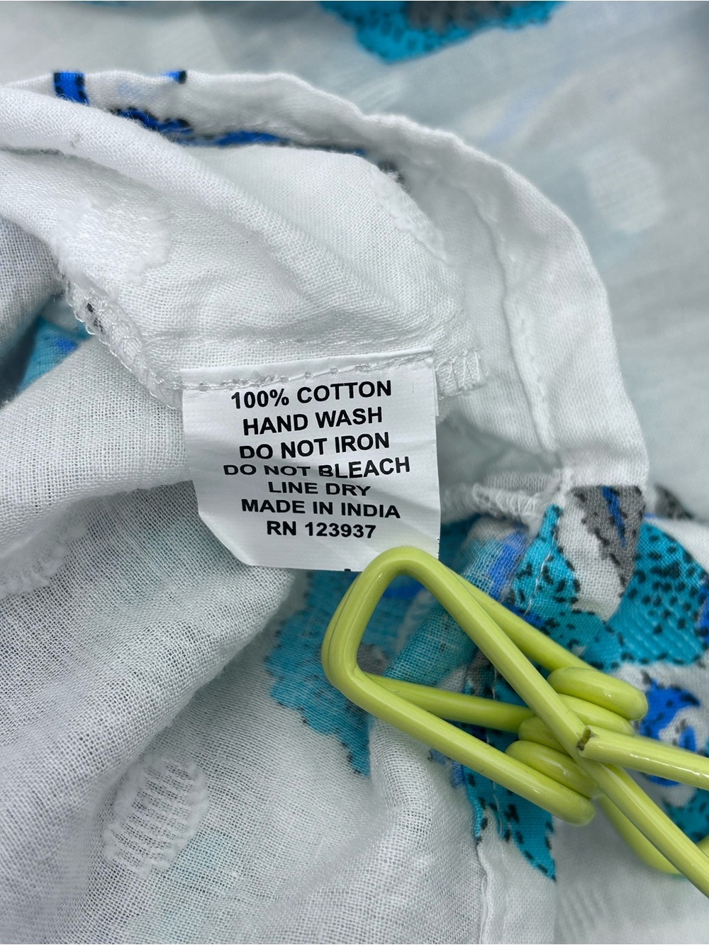 White Maxi Dress with Blue Floral Print -Debbie Katz medium - Picture 6 of 11